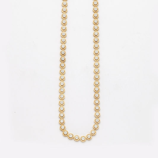 14KY 9.00CTW DIAMOND ROUND CLUSTER NECKLACE