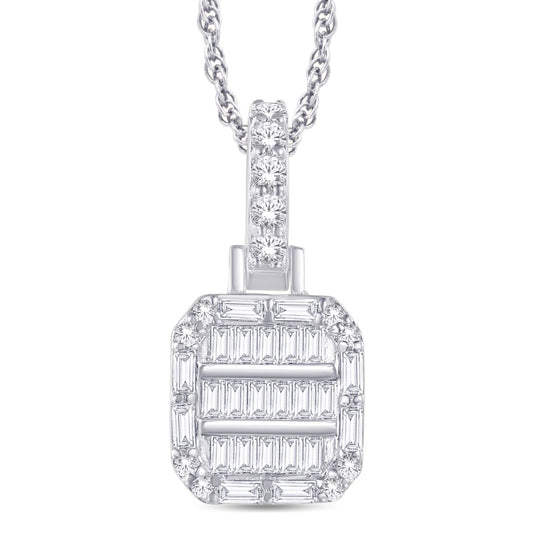 10 Karat White Gold 0.33 Carat Diamonds Cushion Pendant-0825817-WG