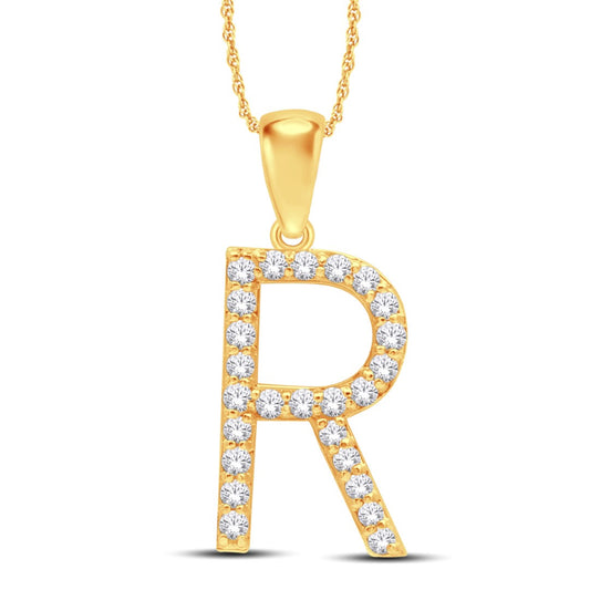 10 Karat White Gold 0.28 Carat Diamonds Initial (R) Pendant-0825444-WG