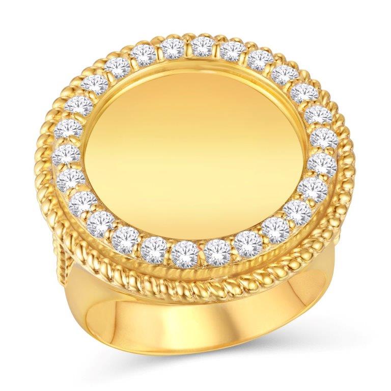 10 Karat All Yellow Gold 1.64 Carat Diamonds Round Men's Ring-0326038-ALY