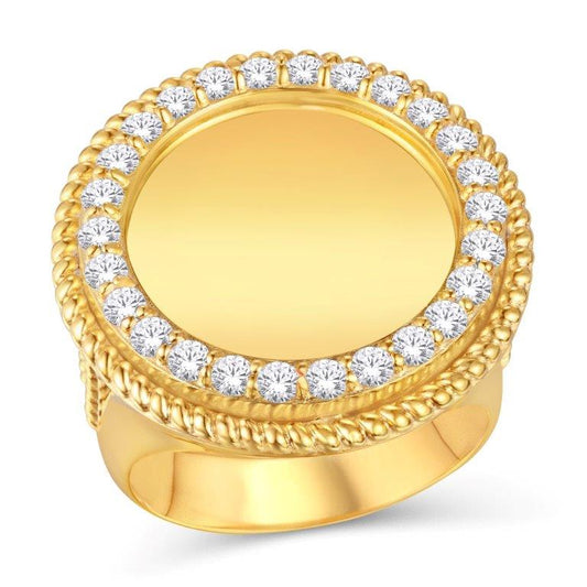 10 Karat All Yellow Gold 1.64 Carat Diamonds Round Men's Ring-0326038-ALY