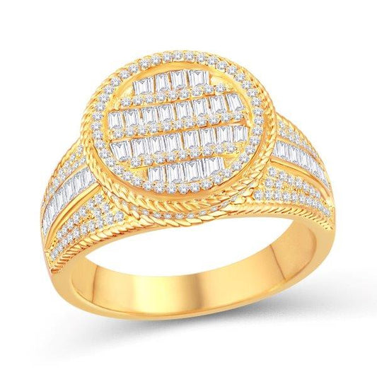 10 Karat All Yellow Gold 1.25 Carat Diamonds Classic Milgrain Round Men's Ring-0325765-ALY