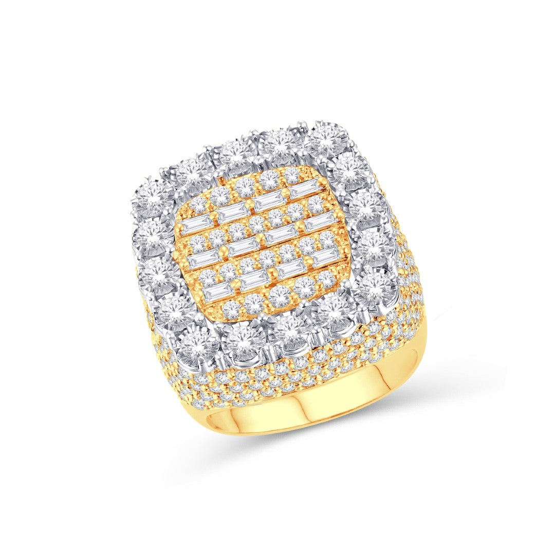 10 Karat All Yellow Gold 4.97 Carat Diamonds Cushion Men's Ring-0325796-ALY