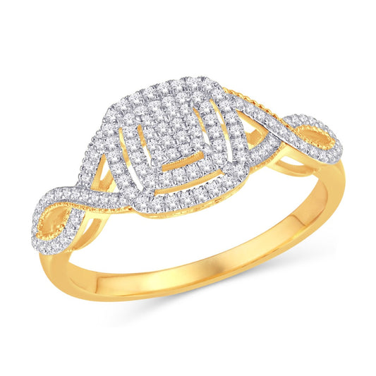 10 Karat Yellow Gold 0.23 Carat Diamonds Cushion Ladies Ring-0225680-YG
