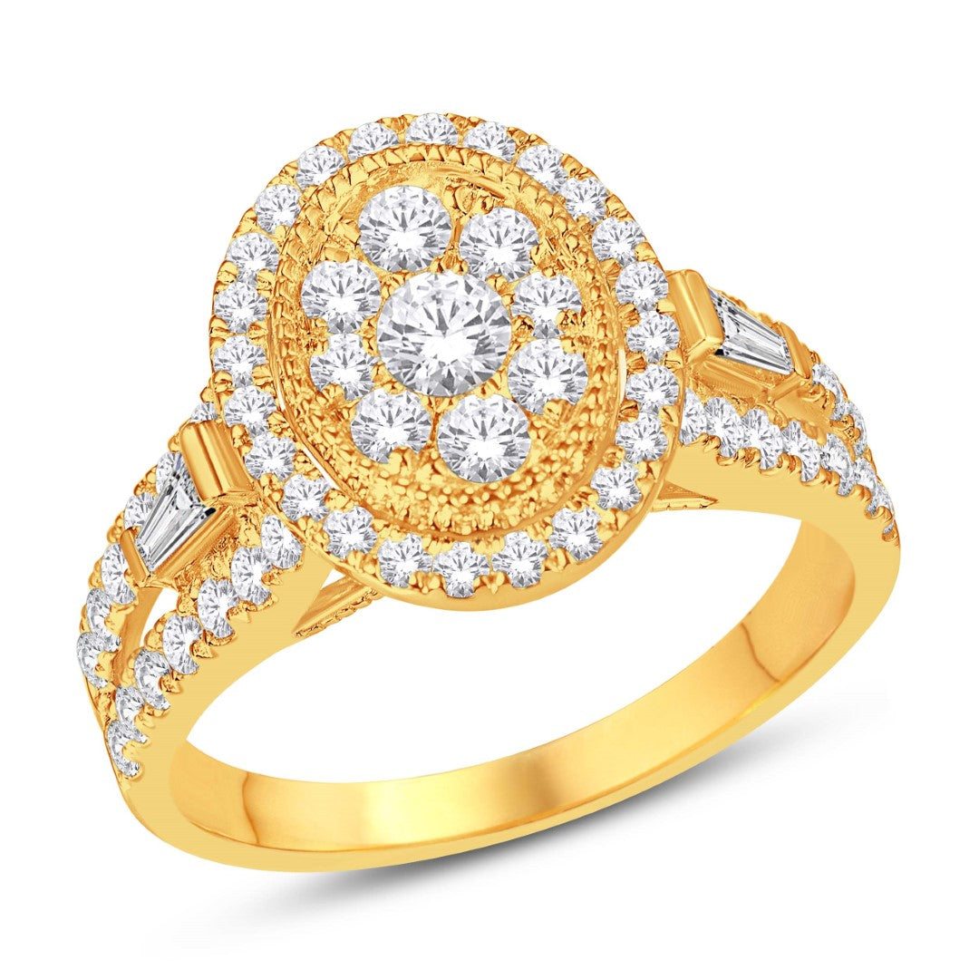 10 Karat Yellow Gold 1.00 Carat Diamonds Oval Ladies Ring-0225926-YG