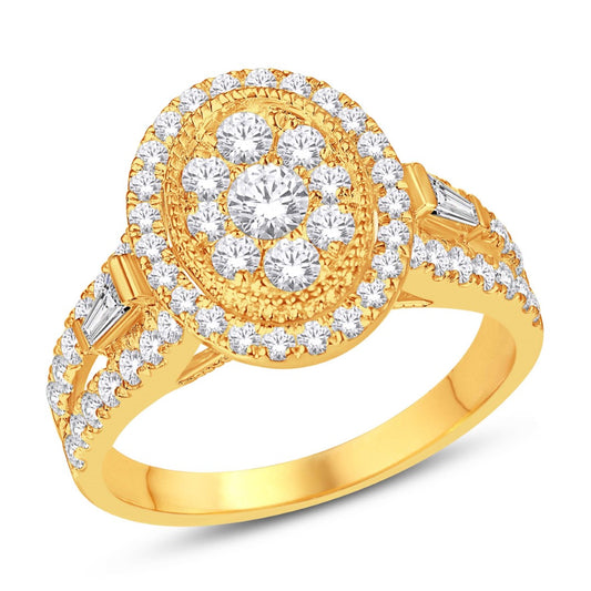 10 Karat Yellow Gold 1.00 Carat Diamonds Oval Ladies Ring-0225926-YG