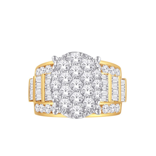 10 Karat Yellow Gold 3.00 Carat Diamonds Oval Ladies Ring-0226162-YG