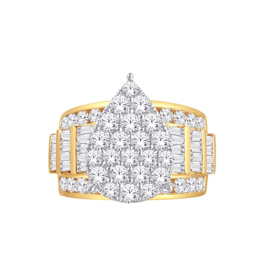 10 Karat White Gold 3.00 Carat Diamonds Pear Ladies Ring-0226256-WG (Size 8)