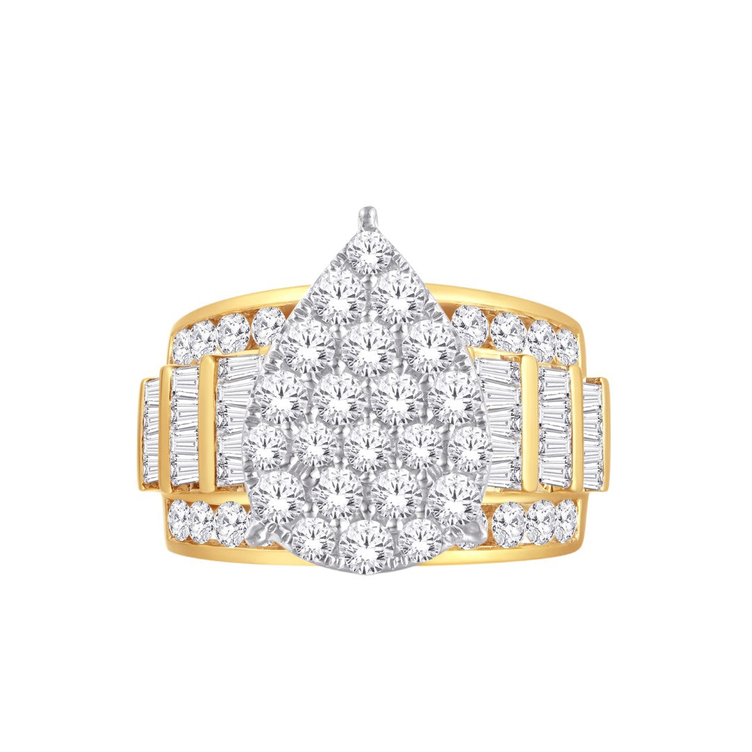 10 Karat Yellow Gold 3.00 Carat Diamonds Pear Ladies Ring-0226259-YG (Size 9)