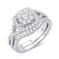 10 Karat White Gold 1.00 Carat Diamonds Cushion Bridal Ring-0526101-WG
