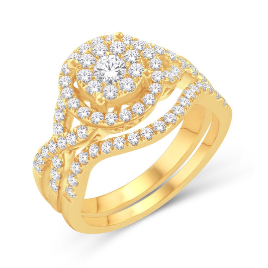 10 Karat Yellow Gold 1.00 Carat Diamonds Glittera Round Bridal Ring-0526103-YG