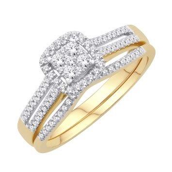 10 Karat White Gold 0.30 Carat Diamonds Cushion Bridal Ring-0525366-WG