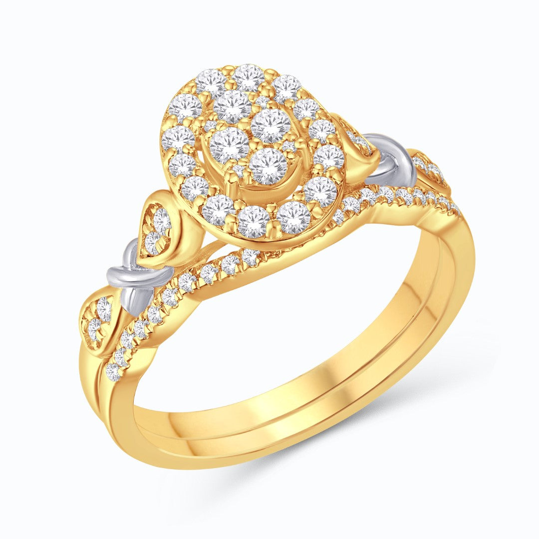 10 Karat Two-tone (Yellow and White) Gold 0.47 Carat Diamonds Oval Bridal Ring-0525868-YW
