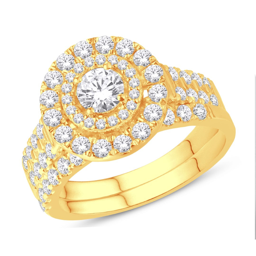 14 Karat Yellow Gold 1.57 Carat Diamonds (0.40 CTR) Round Certified Bridal Ring-0525595-YG