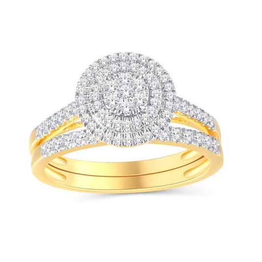 10 Karat Yellow Gold 0.47 Carat Diamonds Round Bridal Ring-0525550-YG