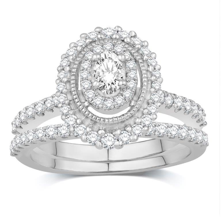 14 Karat White Gold 0.75 Carat Diamonds (0.20 CTR) Certified Oval Bridal Ring-0532800-WG
