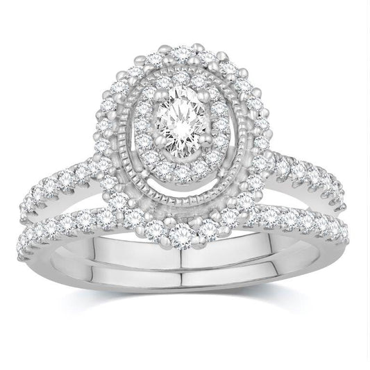 14 Karat White Gold 0.75 Carat Diamonds (0.20 CTR) Certified Oval Bridal Ring-0532800-WG