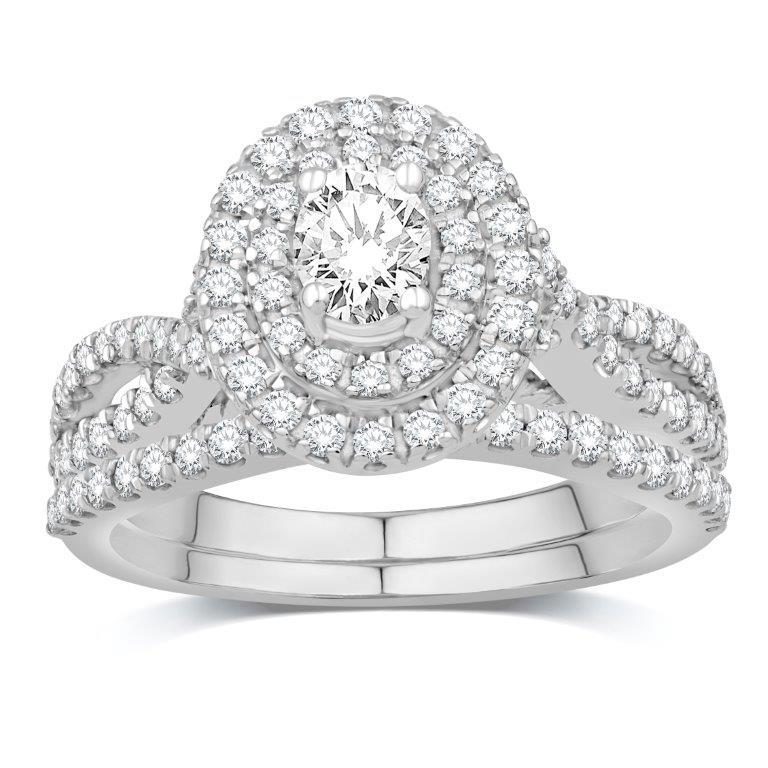 14 Karat White Gold 1.00 Carat Diamonds (0.20 CTR) Oval Uno Bridal Ring-0532608-WG