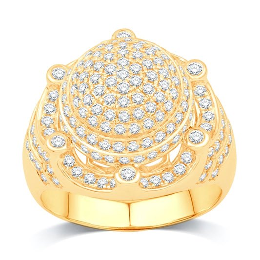 10 Karat Yellow Gold 2.00 Carat Diamonds Designer Men's Ring-0332041-YG