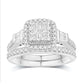 14 Karat White Gold 0.73 Carat Diamonds Square Bridal Ring-0532571-WG